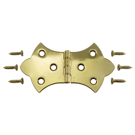 Midwest Fastener 1-11/16 x 3-1/16" Brass Plated Steel Ornamental Hinges 4PK 37145